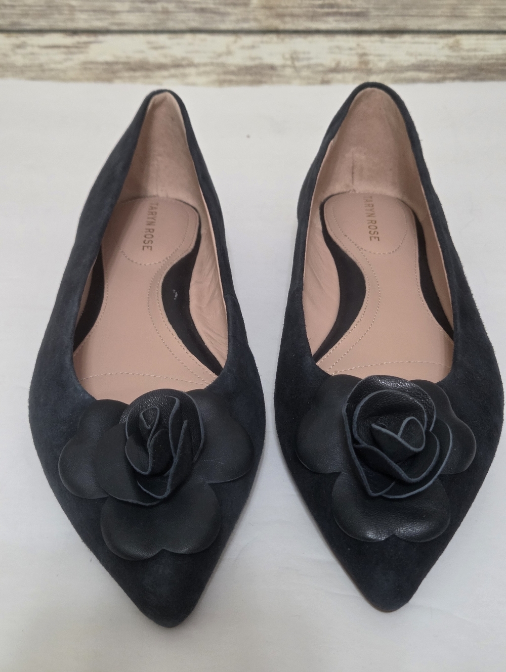 Taryn Rose Frida Suede Rosette Pointed Toe Ballet Flats Size 9.5